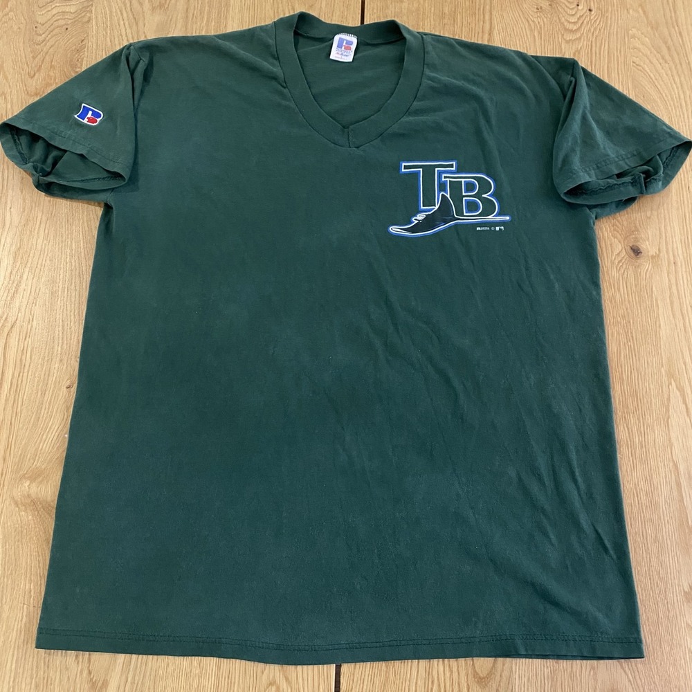 Vintage 90's Tampa Bay Devil Rays Baseball Russell Athletic Shirt L Distressed